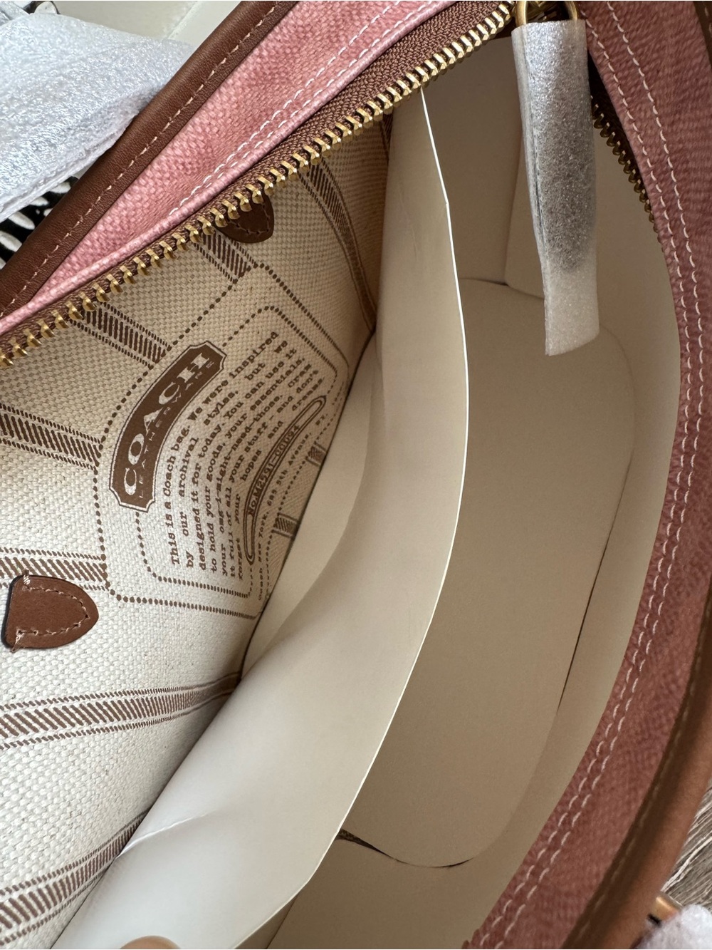 NWT Coach Taxi Pink Signature Canvas Tote with Brown Leather Accents - Picture 4 of 9